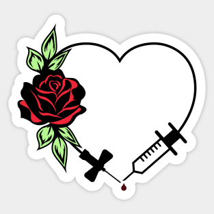 Phlebotomist Appreciation Floral Love Heart with Needle Sticker